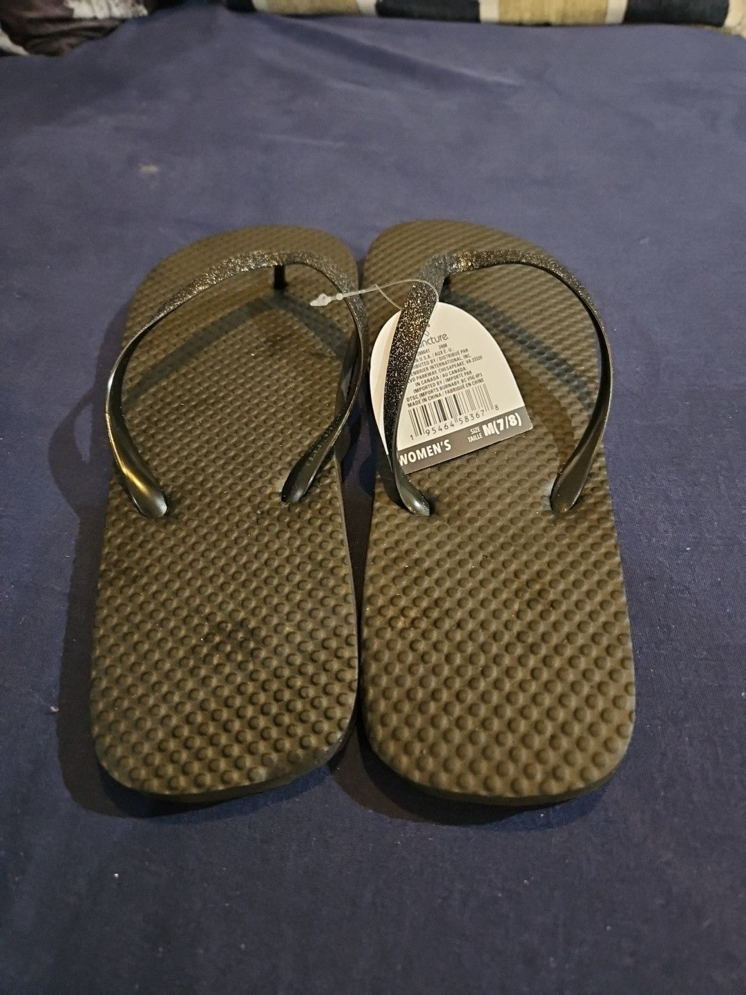 Juncture Women's 7/8 Flip Flops / Glitter Strap - BRAND NEW