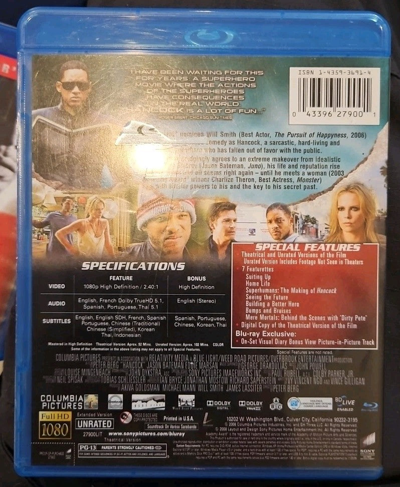 Hancock (Blu-ray, 2008) New. No Digital Download