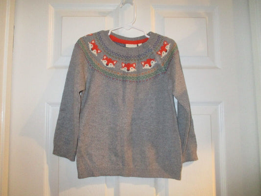 Jojo Maman Bebe Kids Marl Gray Fox Fair Isle Sweater 3-4 Years