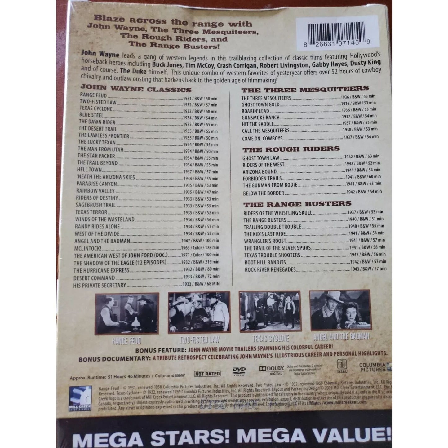 50 Movie Round-Up: John Wayne & the Western Trios (DVD) Brand New