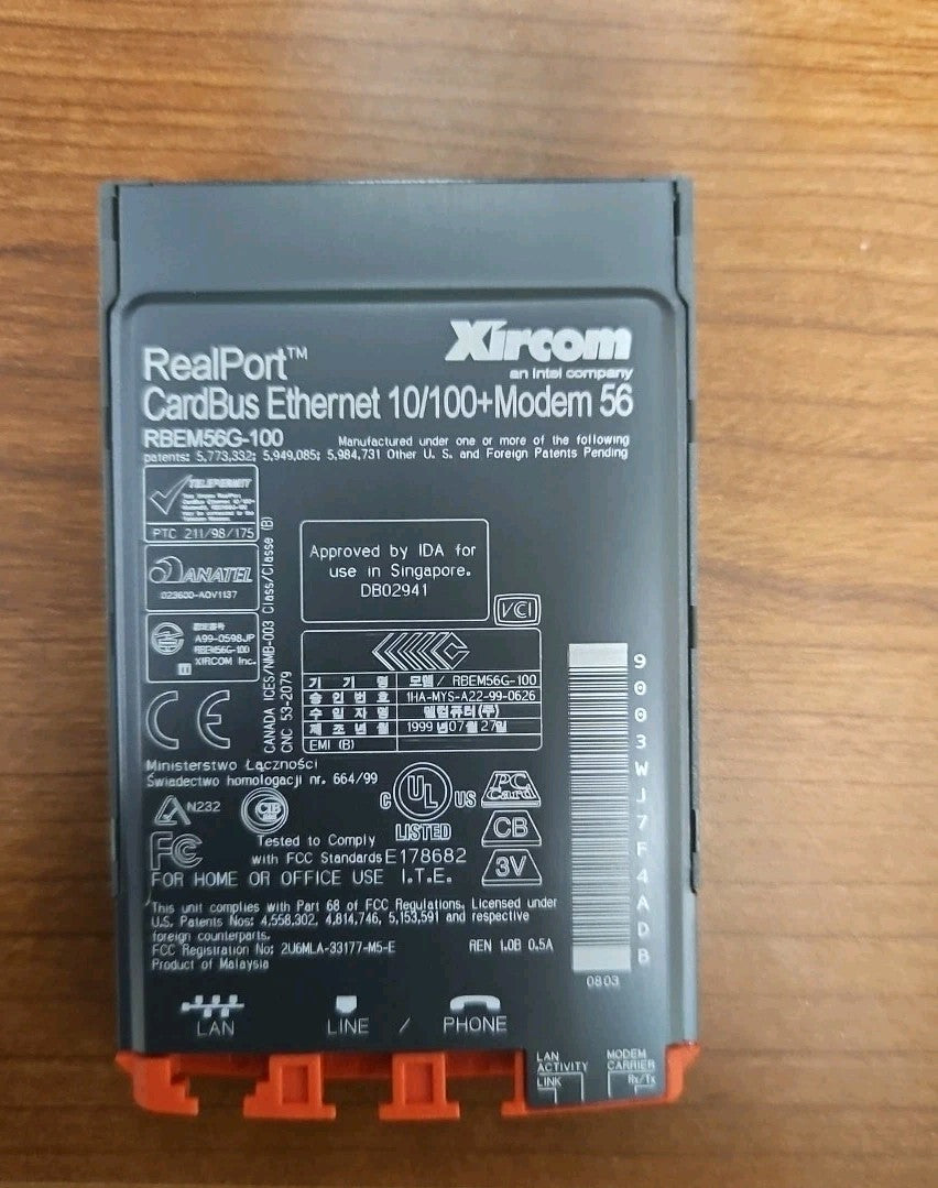 Xircom RealPort Cardbus Ethernet 10/100 + Modem 56 RBEM56G-100