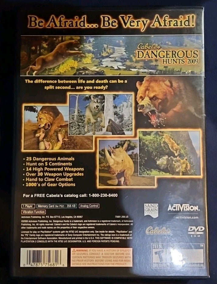Cabela's Dangerous Hunts 2009 (PS2) No Games. Artwork + Manual + Case ONLY