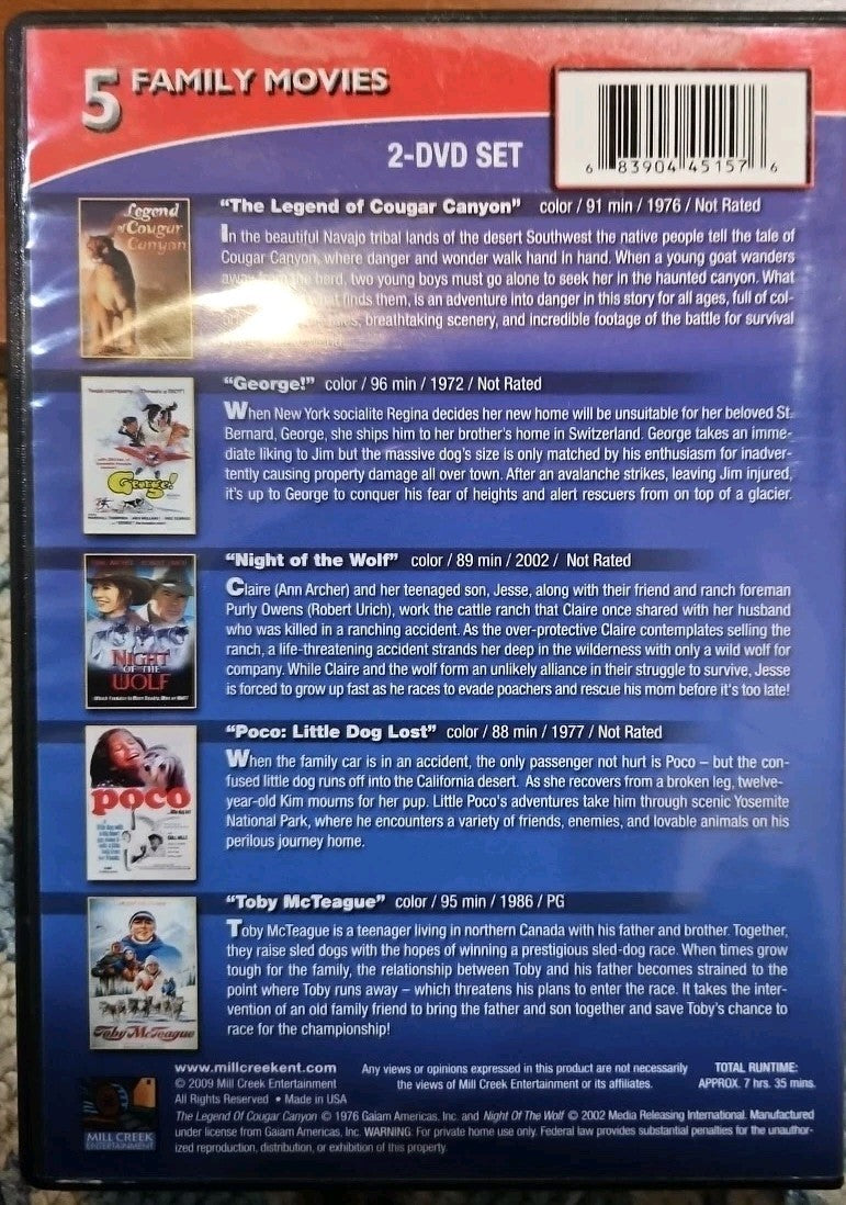 Rescue Adventures Collection: 5 Family Movies (DVD, 2009, 2-Disc Set) New Sealed