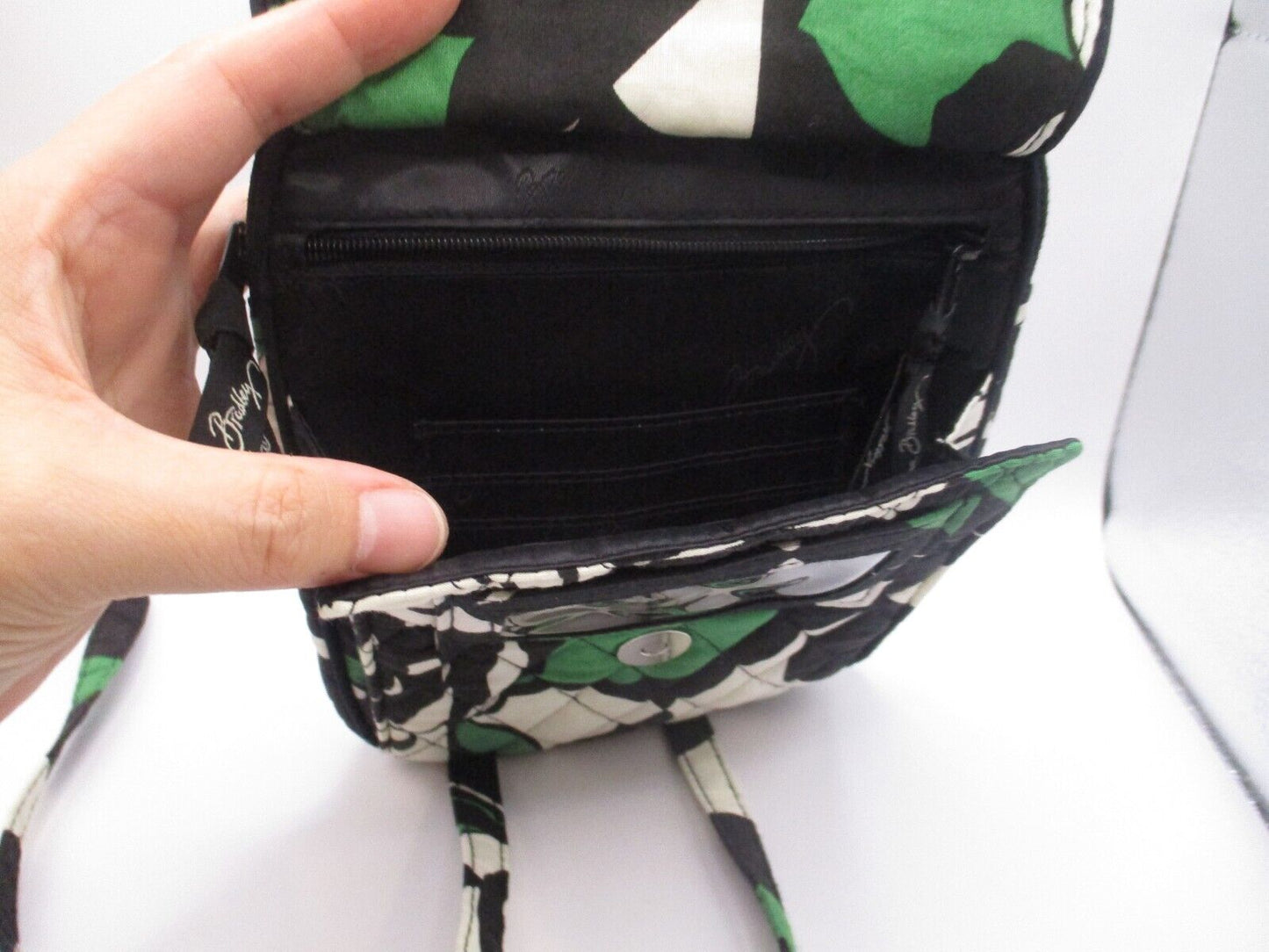 Vera Bradley Crossbody Hipster Purse Imperial Rose Black Green Ivory
