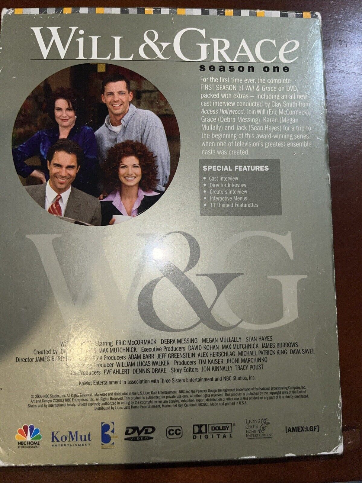 Will  Grace - Season 1 (DVD, 2003, 4-Disc Set) Tested Discs Are Pristine ￼