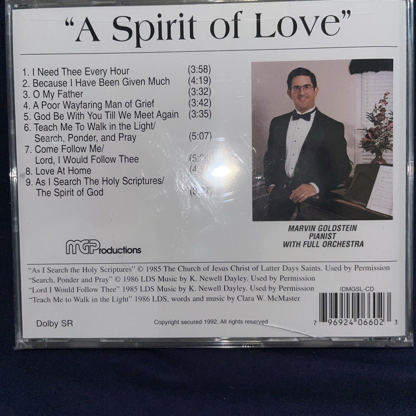 Marvin Goldstein with Full Orchestra:  A Spirit of Love (CD, 1992, MG Prod.)