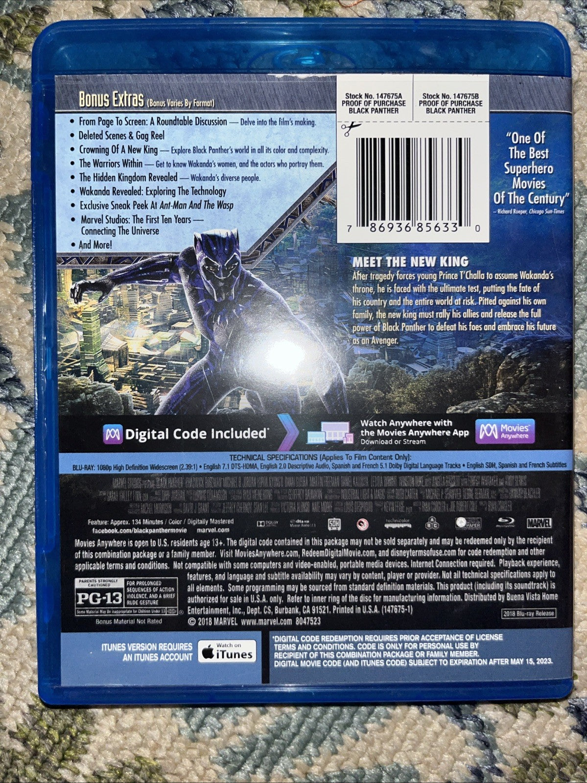 Black Panther (Blu-ray, 2018)  New. No Digital Download