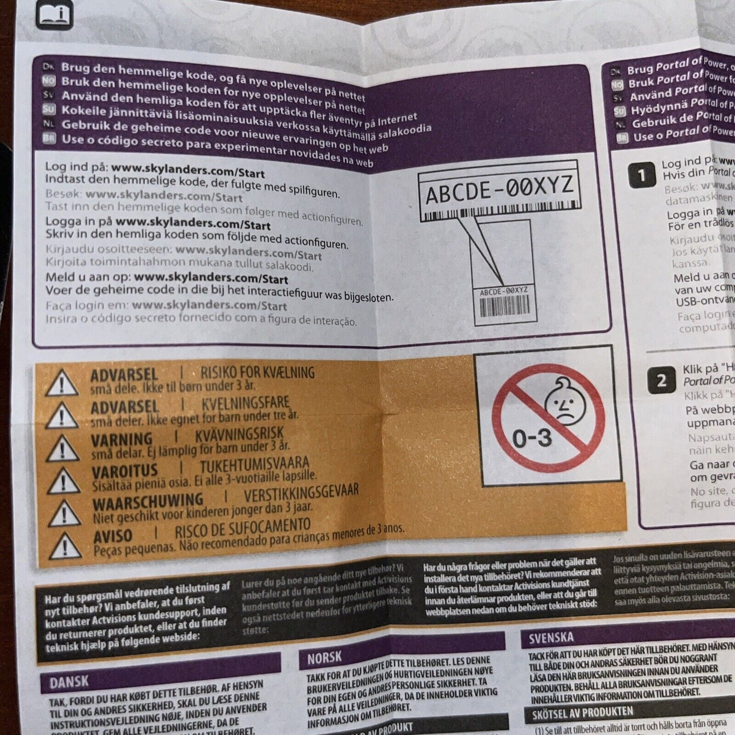 Skylanders Spyro Stickers, Cards, Instructions