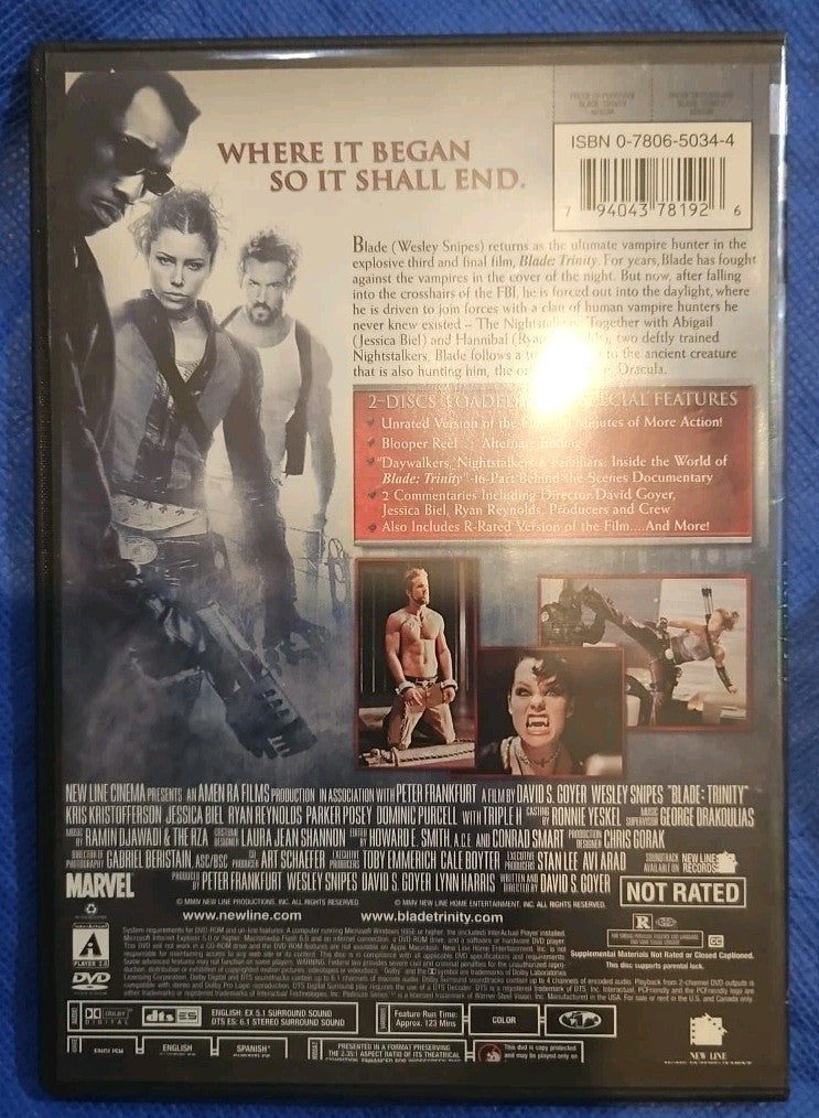 Blade: Trinity (DVD, 2004) Slimcase. Artwork Cropped. Tested