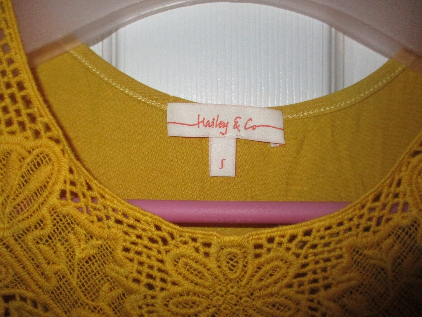 Hailey & Co Mustard Sleeveless Ruffle Crochet Top Small NEW