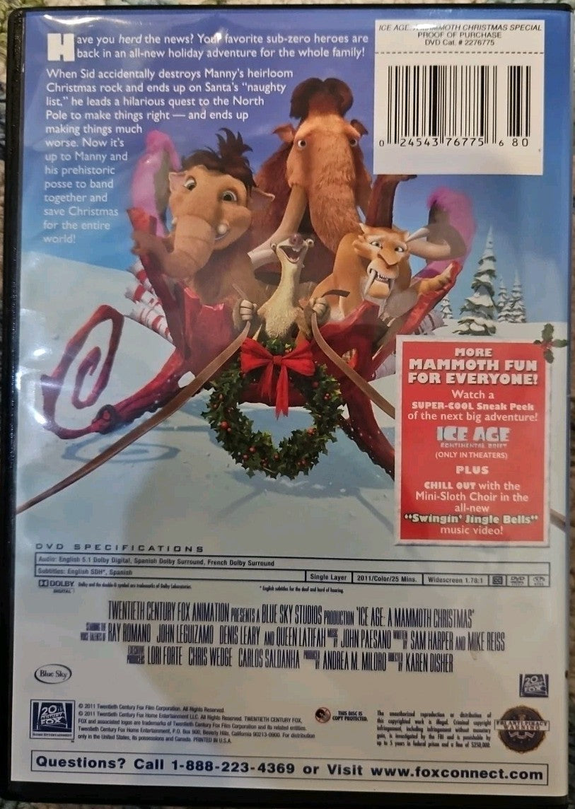 Ice Age + Ice Age Meltdown + A Mammoth Christmas Special (DVD, 2002) New Sealed