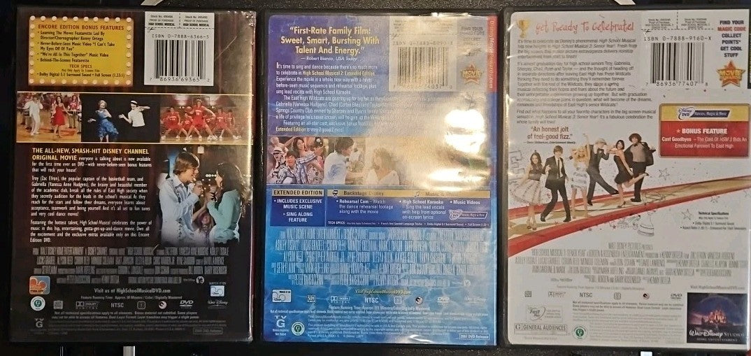 High School Musical Encore Edition, 2 Extended Edition  & 3 (Senior Year (3 DVD)