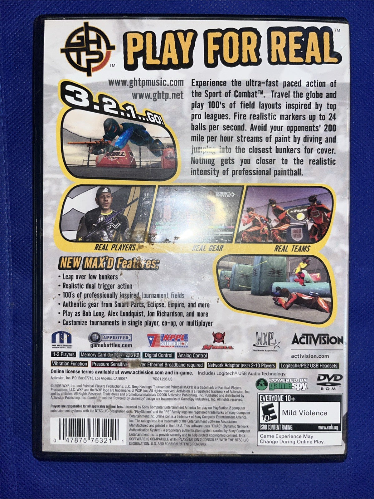 Greg Hastings' Tournament Paintball Max'd (PS2) Original Case + Manual + Reg