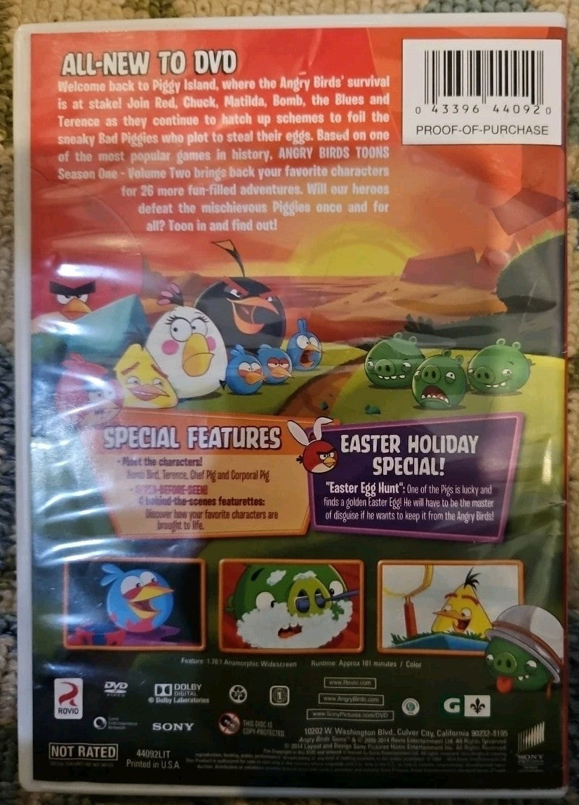 Angry Birds Toons: Season 1 Volume 1 & 2 (DVD, 2013) Tested. New Cases. Resealed