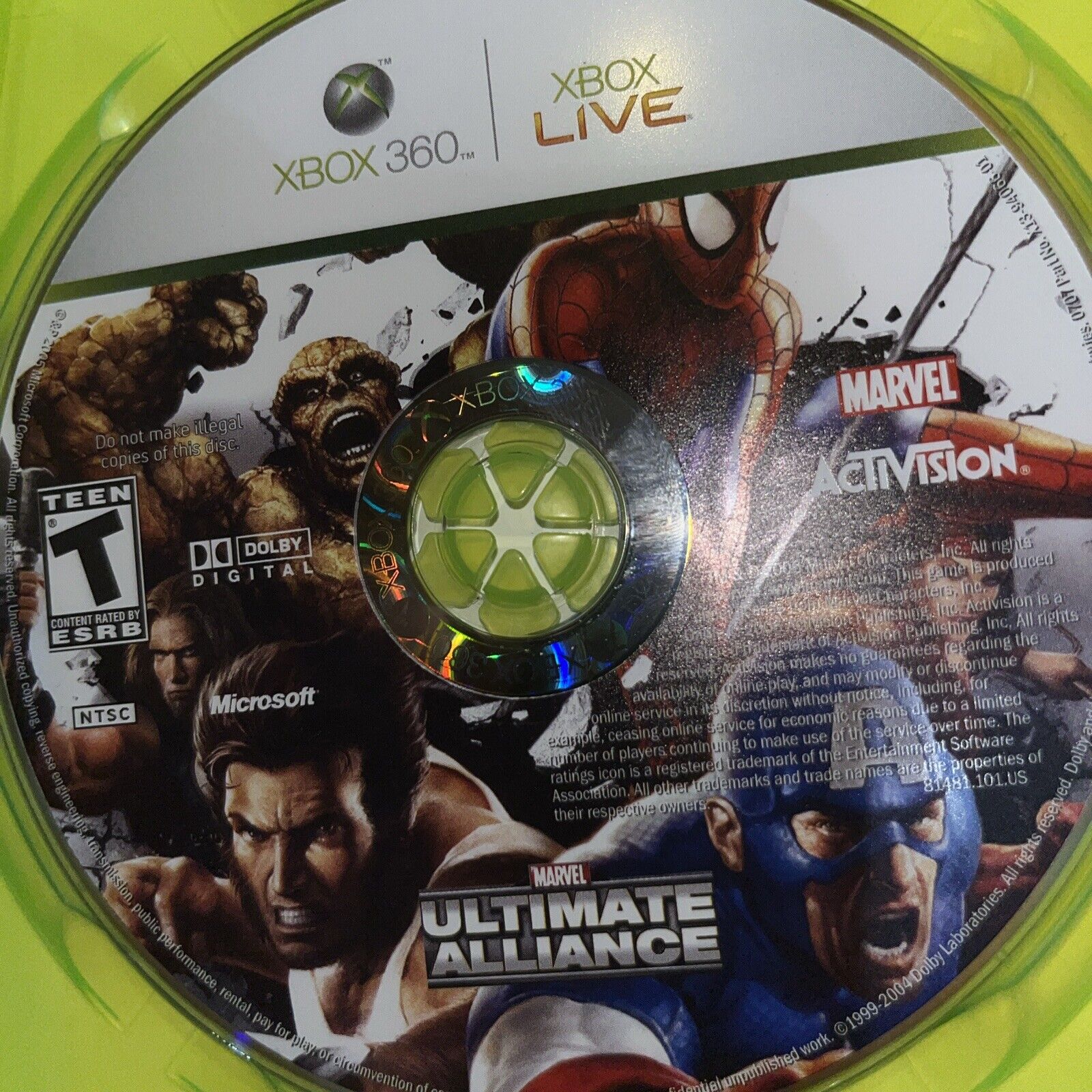Marvel: Ultimate Alliance/Forza Motorsport 2 (Xbox 360) Stained Cover Art.