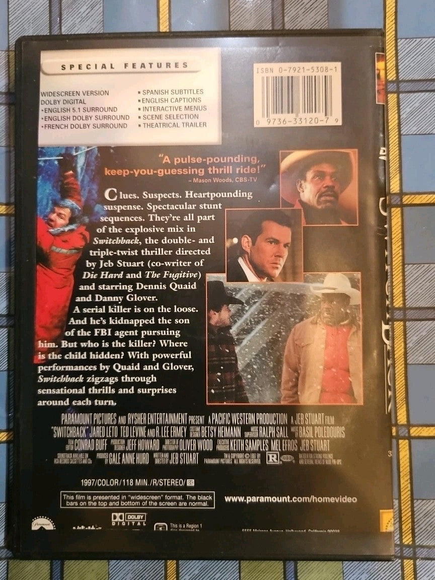 Switchback (DVD, 1997)  Tested slim case cropped artwork.