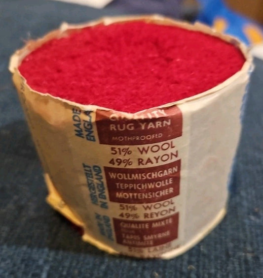 Readicut Hook Rug Red 3"  Wrapped Mothproof 51% Wool 49% Rayon