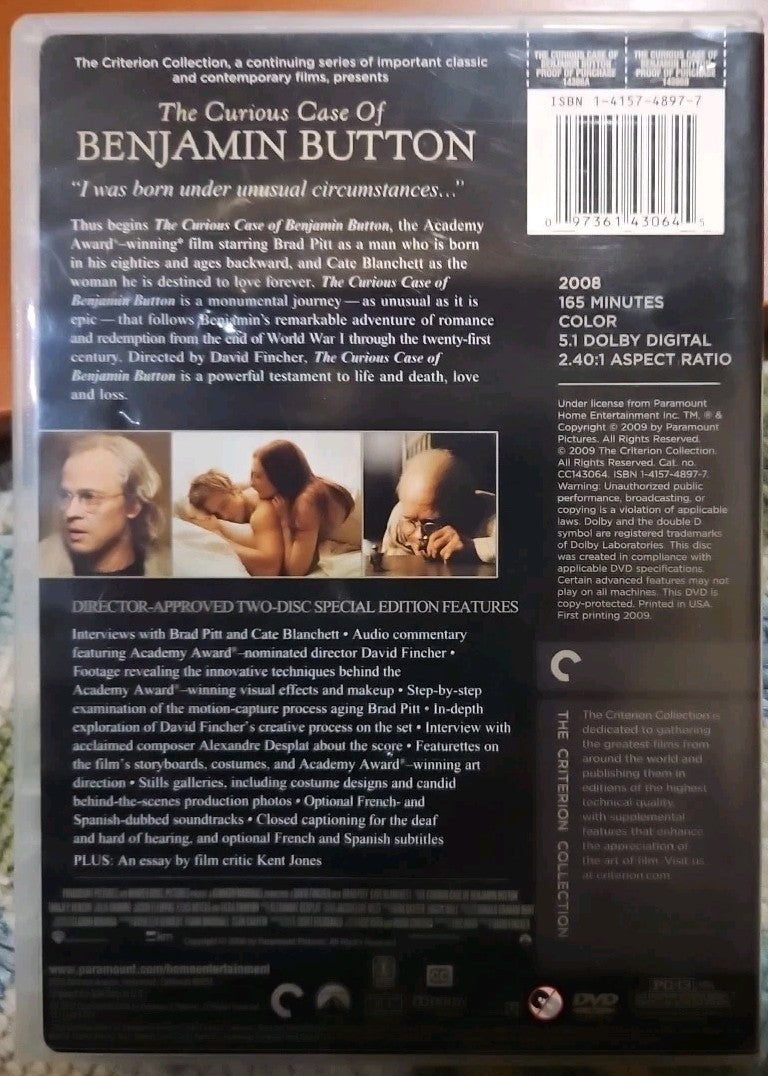 The Curious Case of Benjamin Button (DVD, 2008) Tested. No Scratches