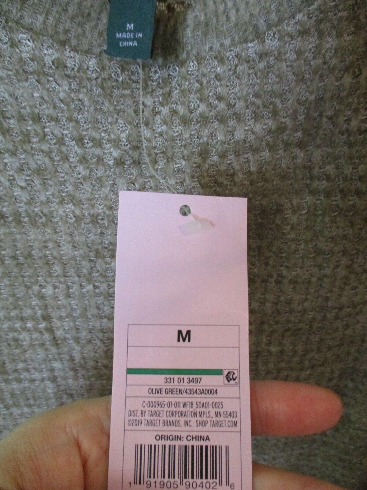 Wild Fable Olive Green Waffle Long Sleeve Top Medium