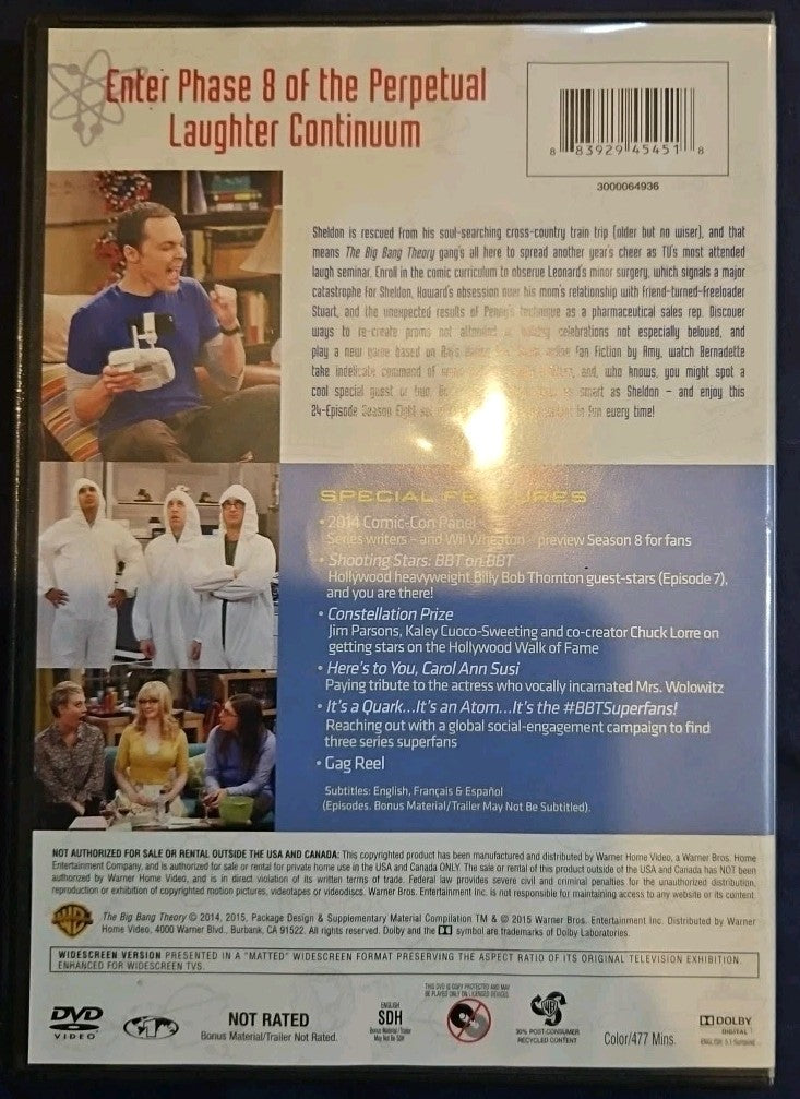 The Big Bang Theory: the Complete Eighth Season (DVD, 2014) Sealed