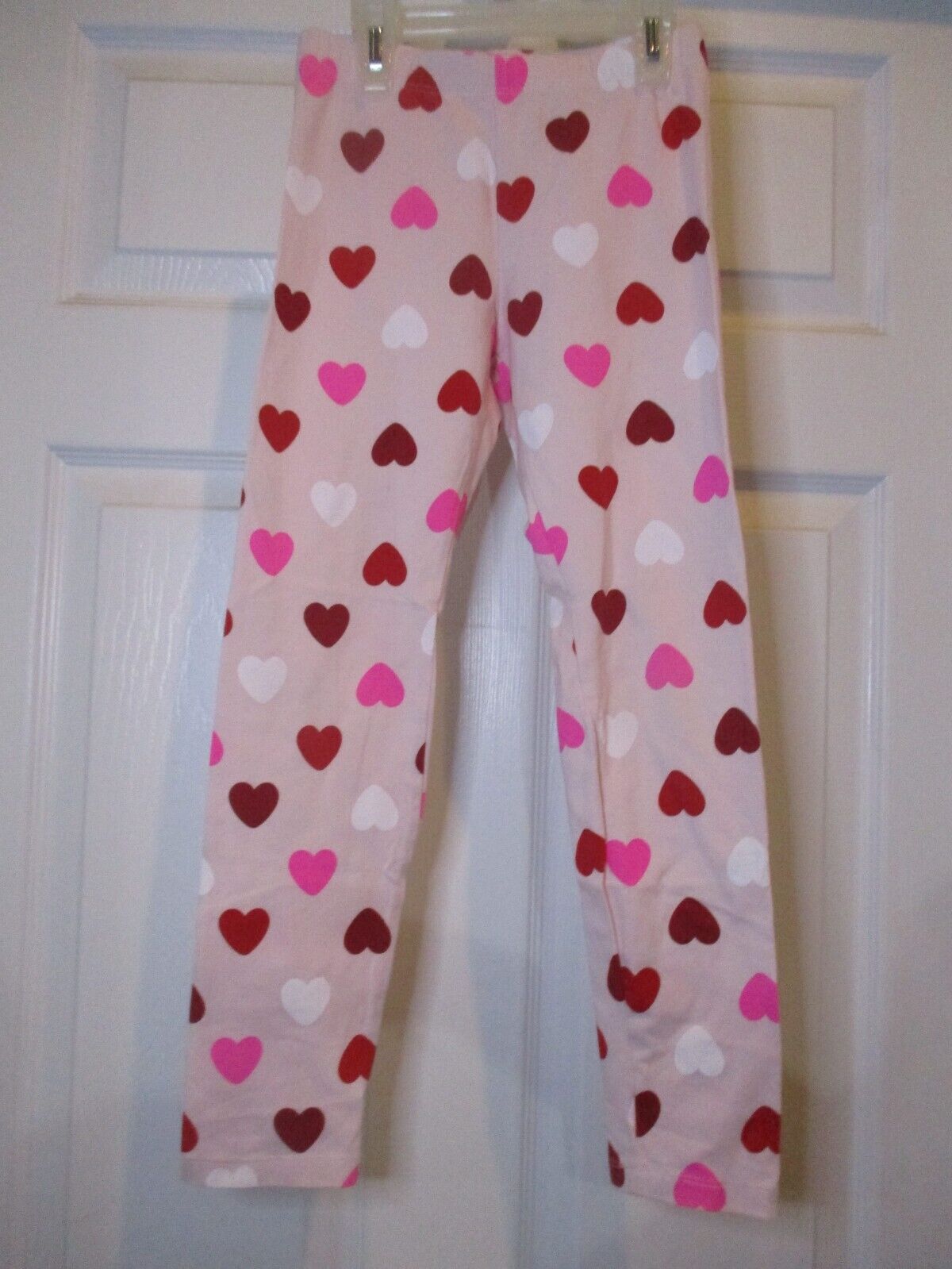 Girls Cat & Jack Pink Red White Hearts Leggings Medium 7/8