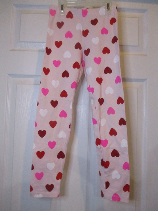 Girls Cat & Jack Pink Red White Hearts Leggings Medium 7/8