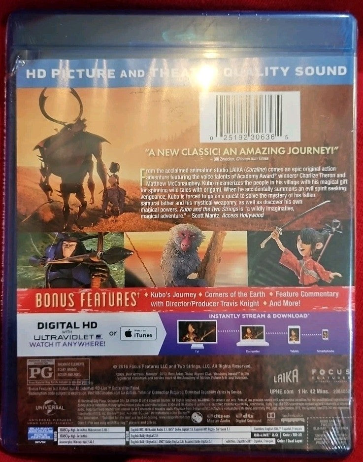 Kubo and the Two Strings (Blu-ray + DVD) No Digital Download. New Sealed