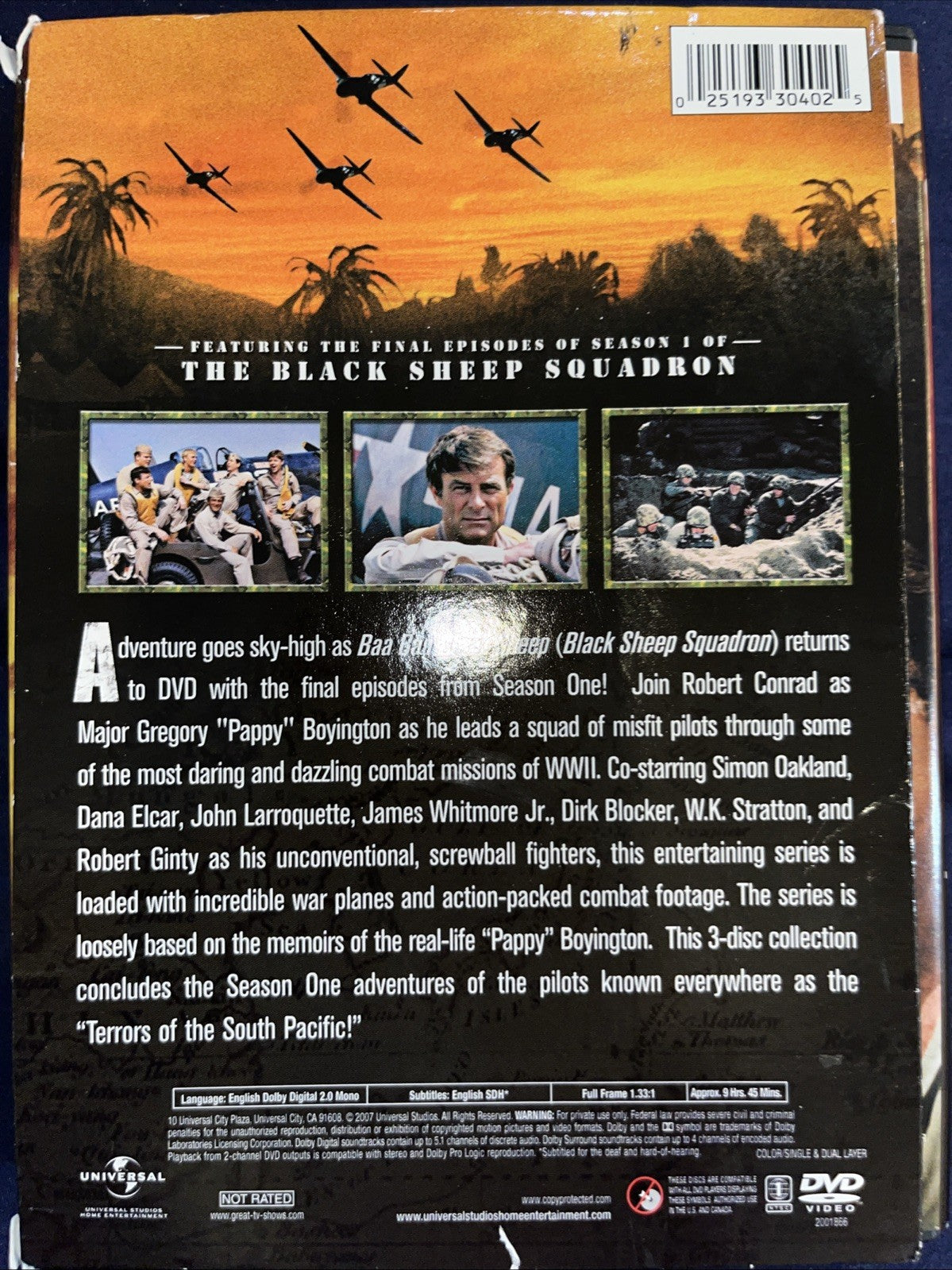 Baa Baa Black Sheep Squadron: Season 1 Volume 2 (DVD) Tested. Missing Insert
