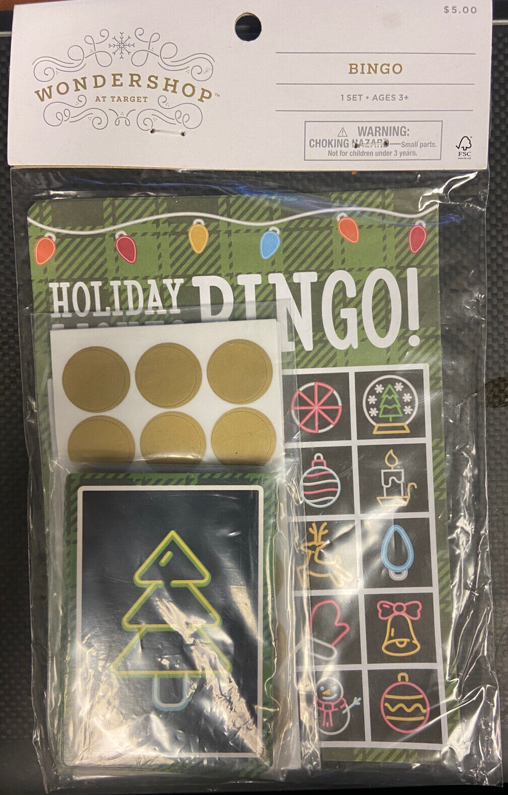 NWT Target Wondershop Holiday Lights BINGO Mini Game