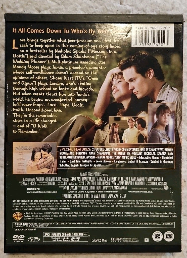Walk to Remember (DVD, 2002) Tested, no scratches.