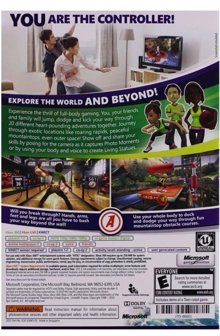 Kinect Adventures Microsoft Xbox 360 Video Game,  Complete