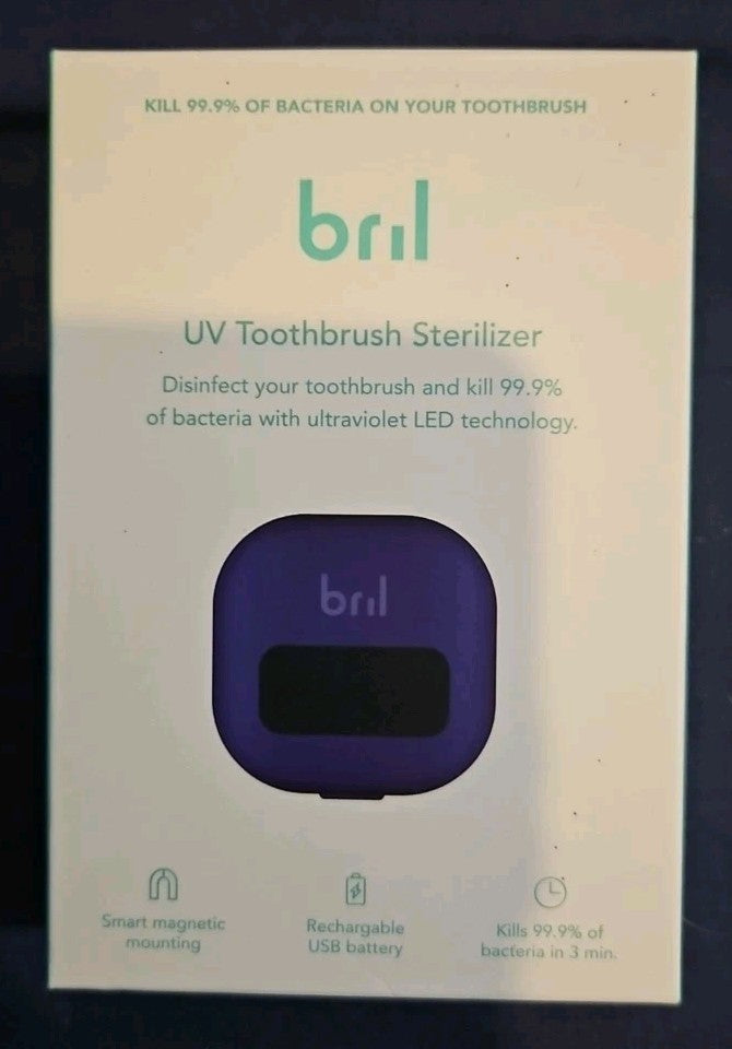 Bril UV Toothbrush Sterilizer Navy Rechargeable Wall Mount Brand New in Box