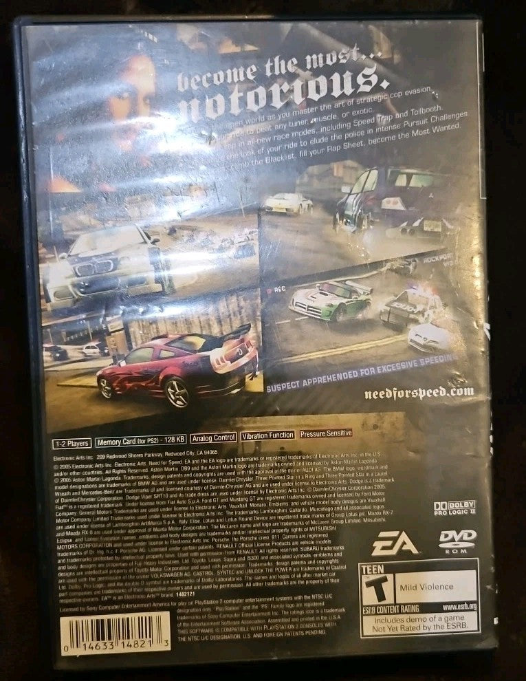 Need for Speed: Most Wanted (PS2) No Game. Artwork + Case. No Manual