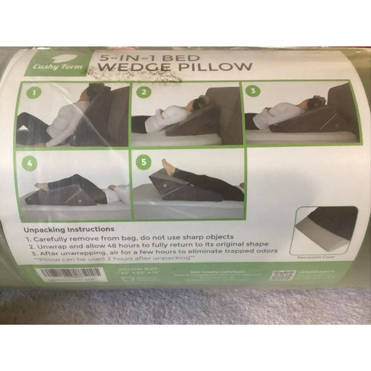 Cushy Form Grey Orthopedic Bed Wedge Pillow 22" x 22" x 12" - Factory Sealed