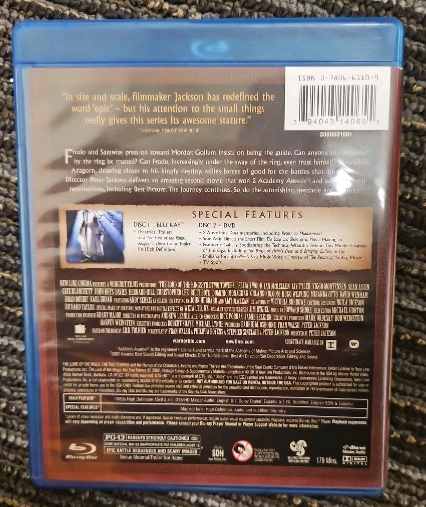 The Lord of the Rings: The Two Towers (Blu-ray) brand new sealed. No Download