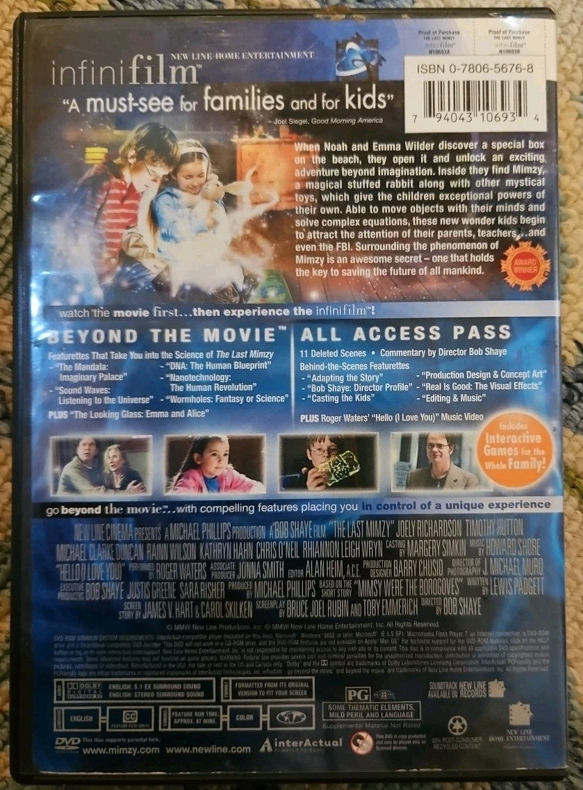 The Last Mimzy (DVD, 2007, Full Frame) Sealed
