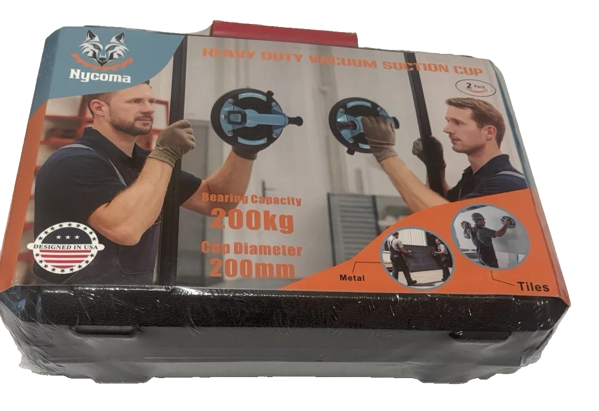 Nycoma Heavy Duty Vacuum Suction Cup 2 Pack 200kg Glass Tile Metal Lifter 200mm