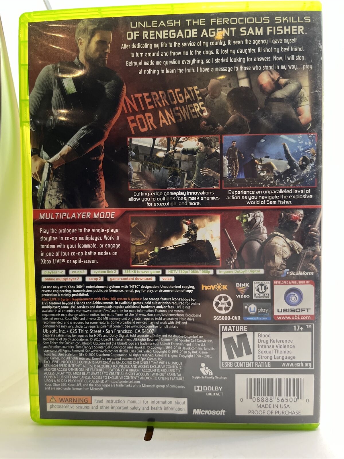 Splinter Cell Conviction Xbox 360 Game Papers Tested Working Best Buy Clean Disc