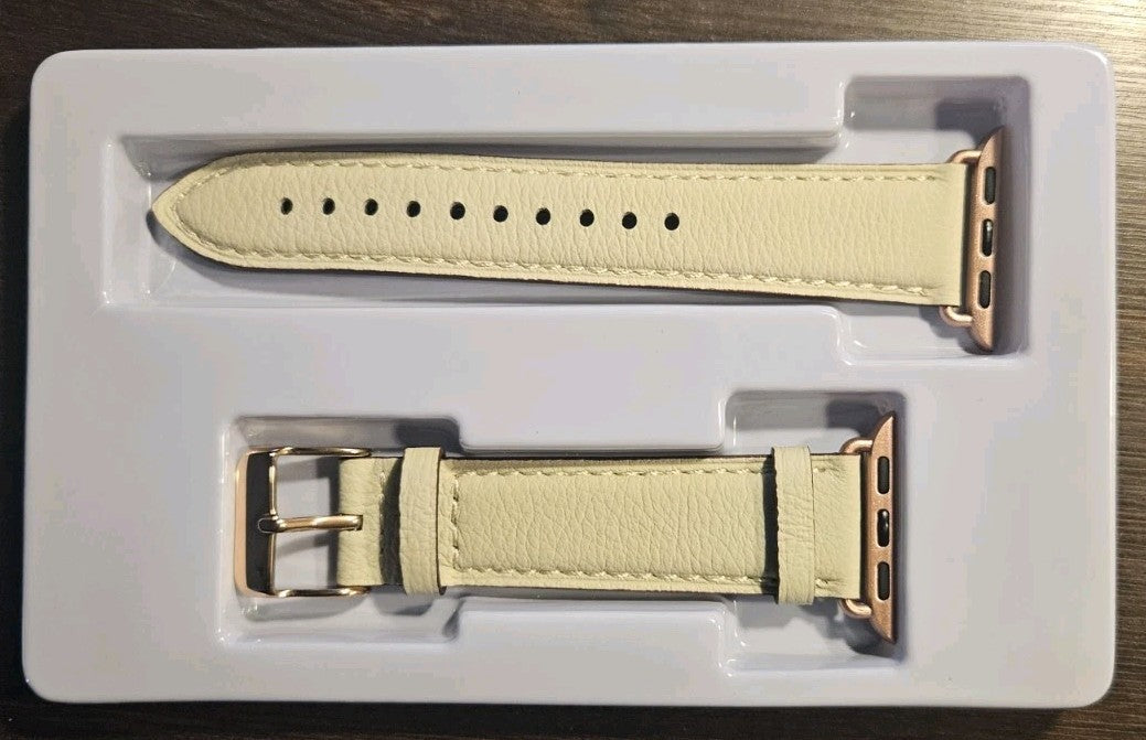 Band Fits Apple Watch 38 40 41 42mm Series 1-11 SE Genuine Leather Rose...
