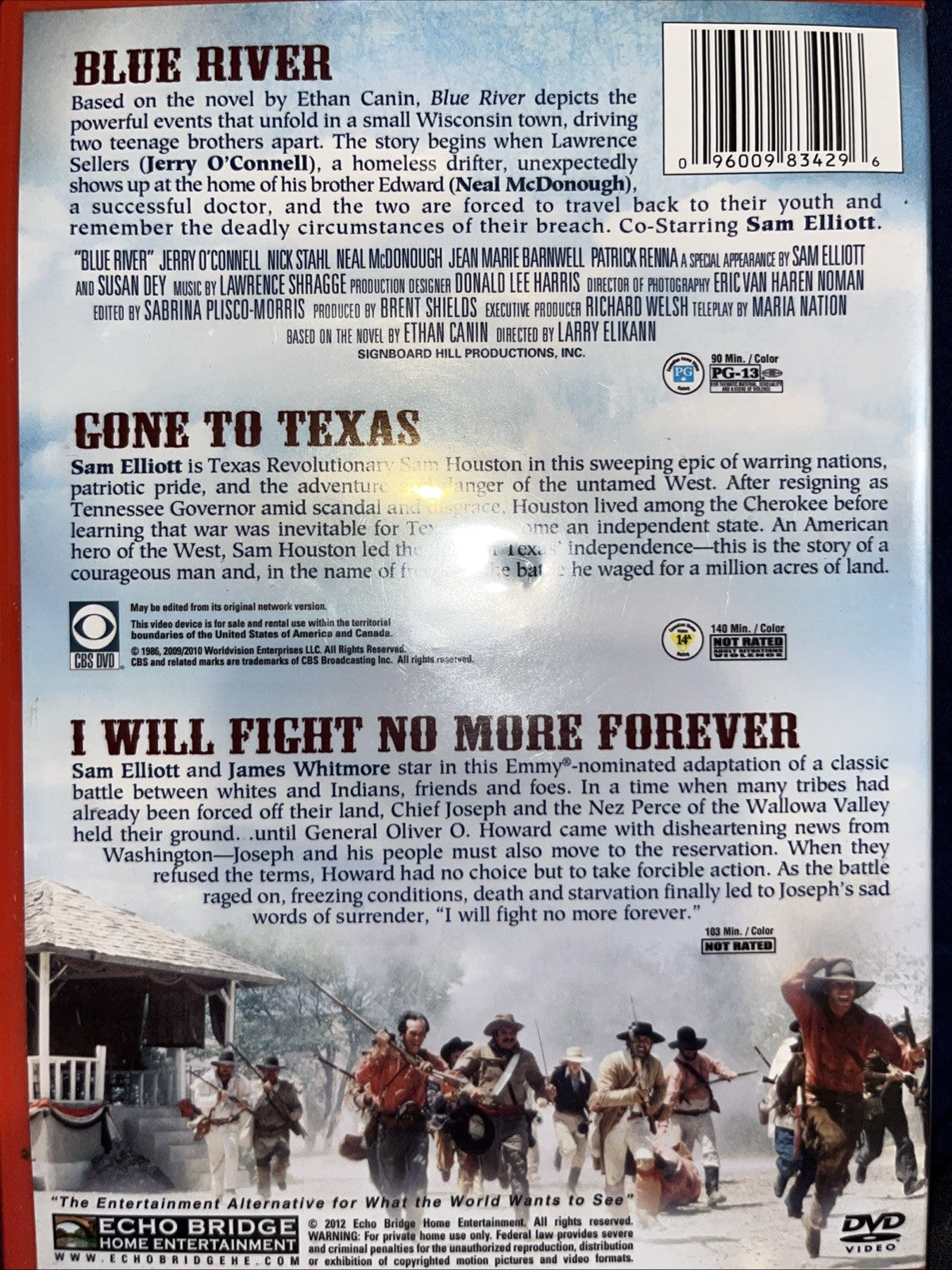 Blue River/Gone To Texas/I Will Fight No More Forever (DVD) Sam Elliott Sealed
