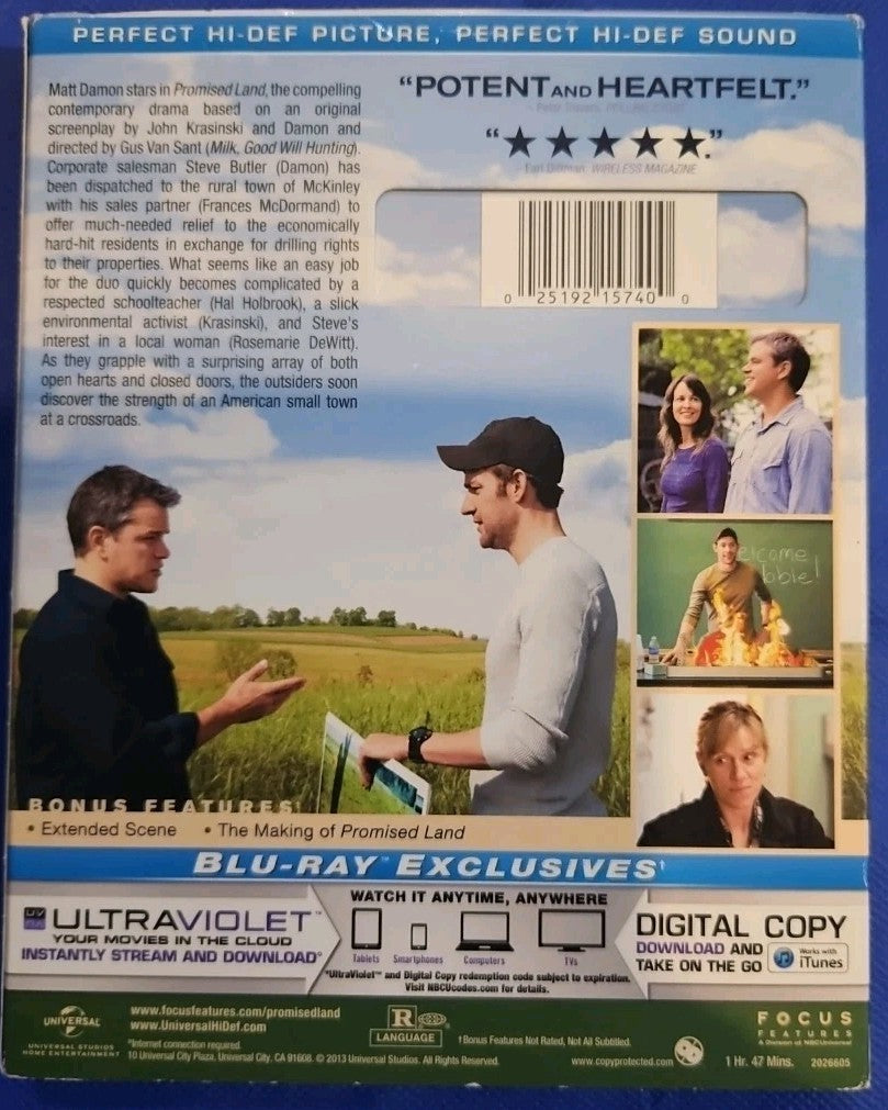 Promised Land (Blu-ray + DVD, 2-Disc) Sealed. No Digital Download