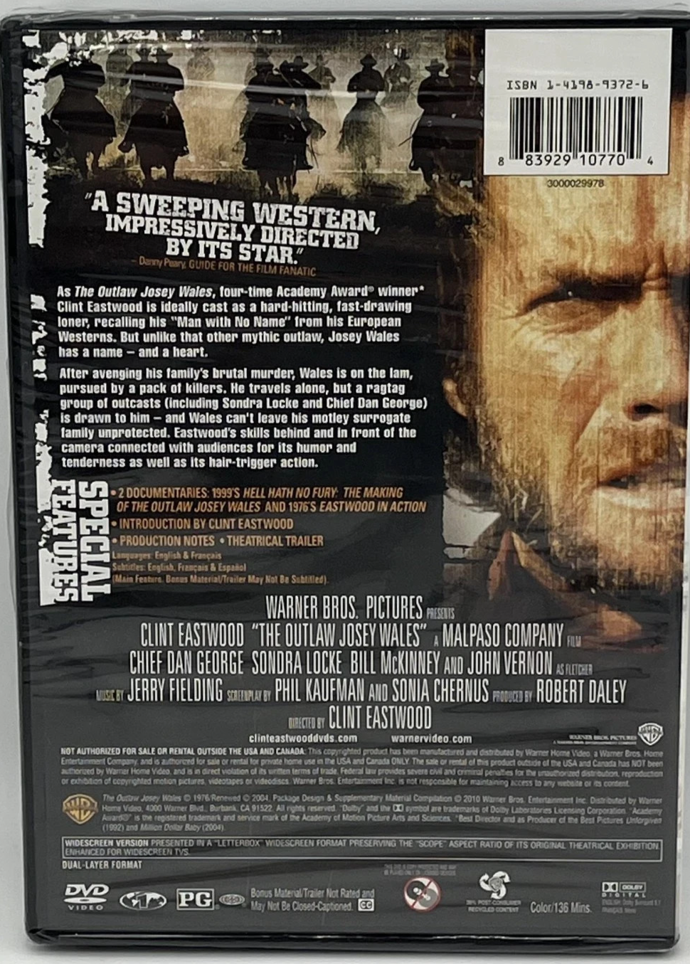 The Outlaw Josey Wales (DVD, 1976, Widescreen) - Clint Eastwood - tested