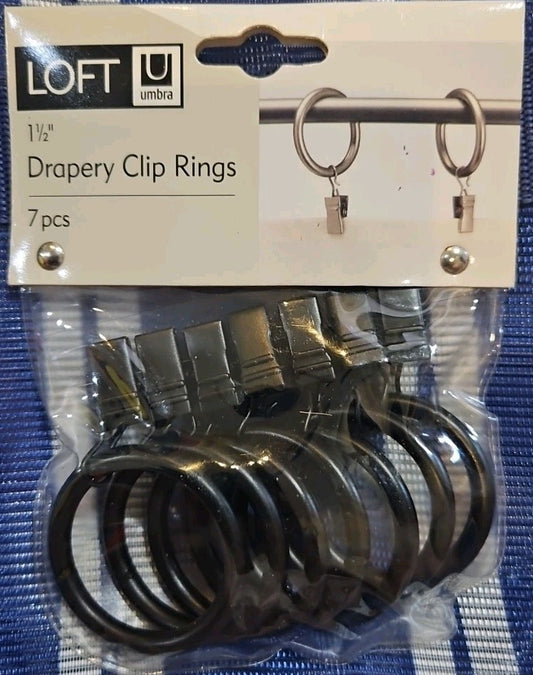 7 Piece Loft Umbra 1.5" Drapery Clip Rings