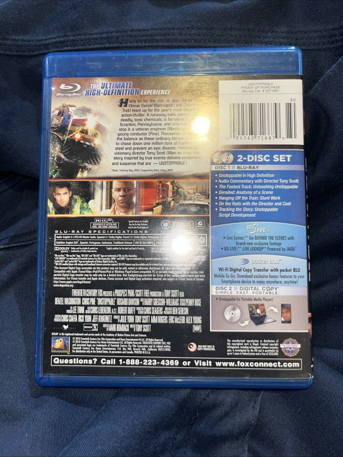 Unstoppable (Blu-ray, 2010) New.  No Digital Download