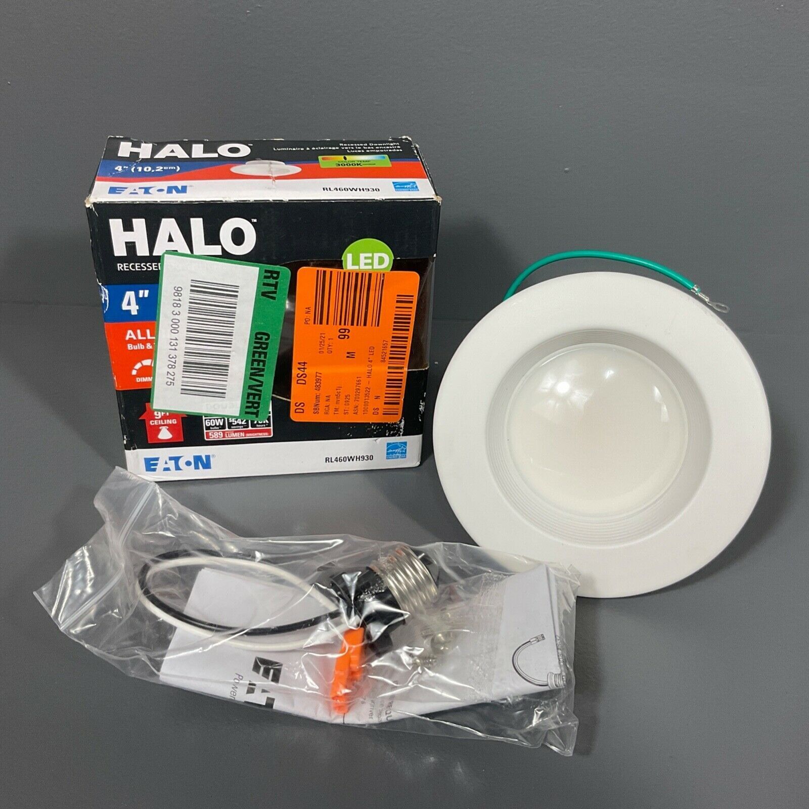 Halo 4 in. White LED Recessed Ceiling Light Retrofit Baffle Trim RL460WH930