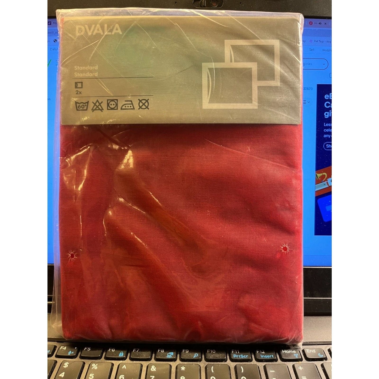 IKEA Dvala Red King Flat Sheet And Two Pillow Cases - Factory Sealed