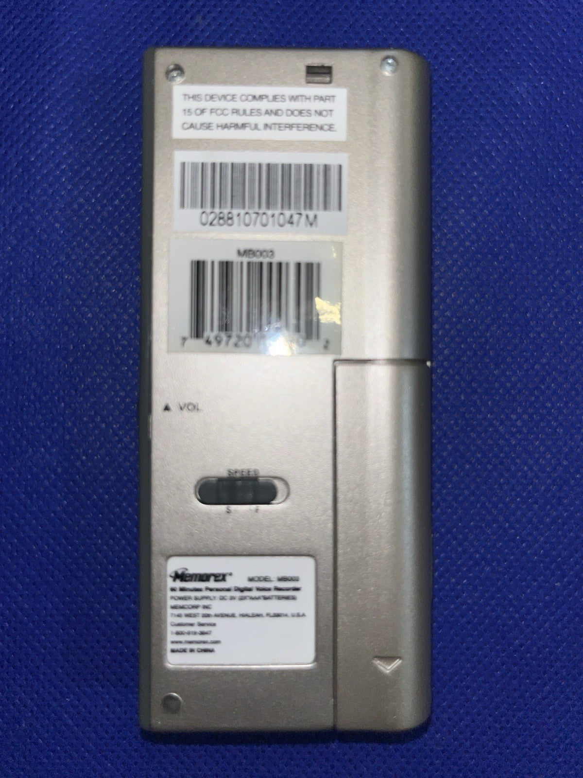 Memorex Model MB003 Digital Audio Recorder 60 Minutes Capacity. Tested