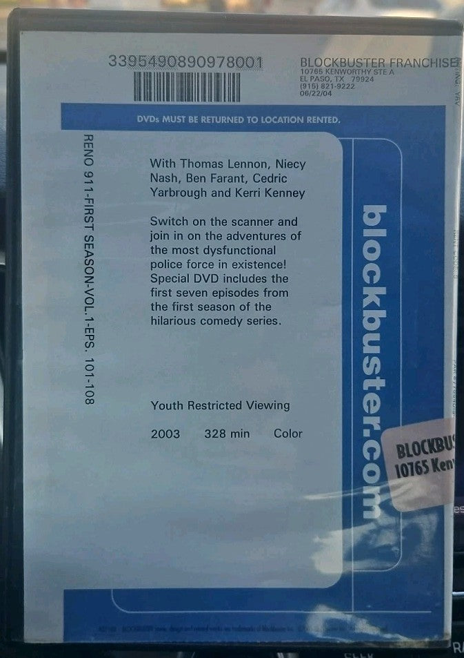 Reno 911!:  First Season (DVD, 2003) Disc 1 ONLY. Blockbuster Liner