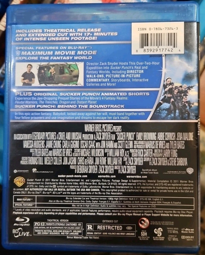 Sucker Punch (Blu-ray Disc, 2011, 2-Disc Set, Extended Cut) No Digital Download