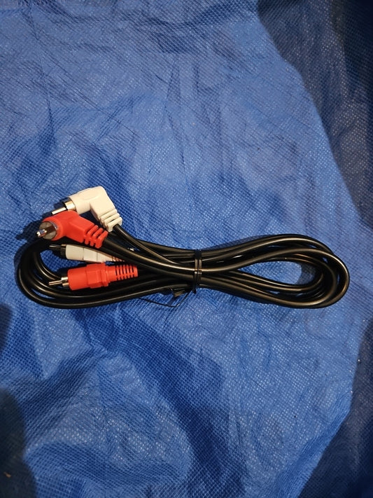 3 Foot Red/White RCA Male To 90° Male A/V Cable